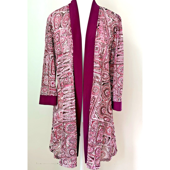 R&M RICHARDS Open Front Layering Cardigan Size 12 | Textured Sheer Purple Pink - Picture 1 of 11